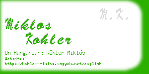 miklos kohler business card